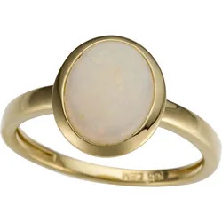 Goldring FIRETTI "Schmuck Geschenk Gold 585 Damenring Goldring Edelstein Farbstein" Gr. 16, gold (gelbgoldfarben, weiß, weiß), Fingerringe, Damen, 16, Gelbgold 585, 2mm, mit Opal