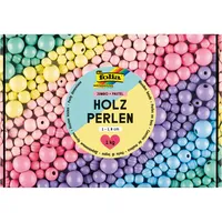 Folia Holzperlen Jumbo Pastel 1 kg Bastelperlen Ø 1-1,8 cm