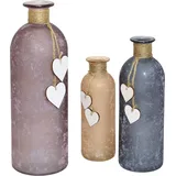 Frank Flechtwaren 3er Set Deko Vasen mit Herzchen