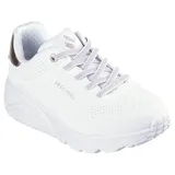 SKECHERS Sneaker »UNO LITE«, Freizeitschuh, Halbschuh, Schnürschuh mit metallic Fersenpatch Gr. 34, weiß , 58708817-34