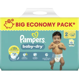 Pampers Pampers® Windeln baby-dryTM BIG PACK Größe Gr.2 (4-8 kg) für Neugeborene, 88 St.