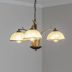 Kronleuchter Korfu Luminex, dimmbar, messing / gold, für Wohn- / Esszimmer, Metall, Antik, Kronleuchter - 68 cm - 68 cm - 67 cm