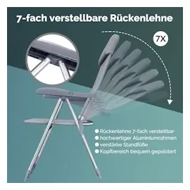 CASARIA Gartenstuhl 4er-Set Grau meliert Alu klappbar