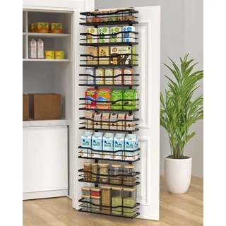 VyGrow Speisekammer-Organizer mit 9 Ebenen, aus Metall, mit verstellbarem Korb, Gewürzregal, Gewürzregal, Tür-Organizer für Speisekammer, Küche, Waschküche, Badezimmer