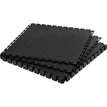 Vevor PVC Garagenboden, 8er-Pack 513x513x5 mm, Werkstattboden, Industrieboden, Klick Verlegung, rutschfeste PVC-Matten mit Diamantplatte für Werkstatt, Lager, Werkzeugraum, Schwarz