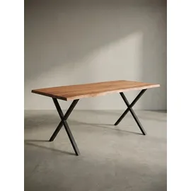 KADIMA DESIGN Schreibtisch XL Professional 180x90 Akazie Massiv Goldbraun-Schwarz Baumkante Büro Design Kreta Kollektion Kadima Design