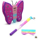 Nislai Schmetterling Pinata Set | Ideal für die Mädchen Geburtstag Party | Pinata Geburtstag | Perfekt als Pinata Geschenk | Für Geburtstag oder als Deko Party | mini -u. 30x26x10 cm