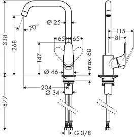 Hansgrohe Focus M41 260 1jet mattschwarz 31820670