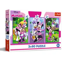 Trefl – 3in1 Puzzle: Disney, Minnie und Freunde - 3 x 80 Teile, 3er-Puzzle-Set für Kinder ab 5 Jahren