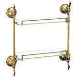 Belle Arti Wandregal Glasregal 2 Etagen 2fach Messing Esclusivo, Glas Bad Gäste WC 1- 2-stöckig 2 Etagen Ebenen rostfrei pflegeleicht