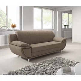TRENDMANUFAKTUR 3-Sitzer TRENDMANUFAKTUR "Rondo II zeitlos und bequem", braun (tan), B:207cm H:85cm T:94cm, Struktur ( 100% Polyester), Sofas, wahlweise mit komfortablem Federkern, mit extra breiten Armlehnen