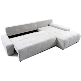 Fun Möbel Ecksofa Sofa mit Schlaffunktion VOGAR Stoff Poso Dunkelgrau Ottomane Rechts - Grau