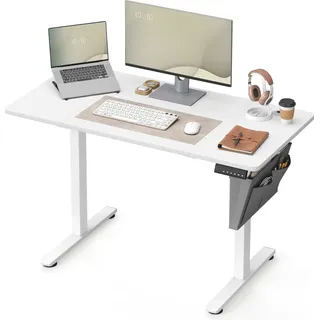 Songmics Höhenverstellbarer Schreibtisch 120 x 60 cm Wolkenweiß