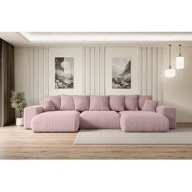 altdecor Ecksofa Cord 6-Sitzer Rosa