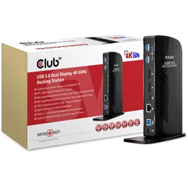 Club 3D CSV-1460 USB 3.0 Dual Display Docking Station Schwarz