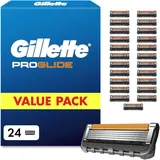 Gillette Fusion 5 Proglide Rasierklingen, 24 Original Ersatzklingen, Schwarz - Nassrasierer, 2X Gleitstreifen vor Und Nach Den Klingen für Unglaubliche Gründlichkeit Und Komfort
