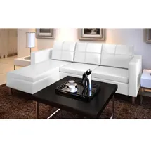 vidaXL Eckcouch Kunstleder 3-Sitzer Weiß
