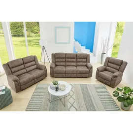 luma-home schönes für dein zuhause 2-SITZER-RELAXSOFA 153/93/103 cm Federkern, Liegefunktion verstellbar durch halbautomatische Relaxfunktion, Mikrofaser Vintage Grau Braun / 15133