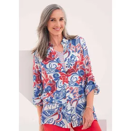 GOLDNER Hemdbluse Floralbedruckt Blau/Rot 19