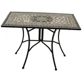 TPFGarden Gartentisch DERBY (Wandtisch - rechteckiger Mosaiktisch in grau/weiss, Hochwertiges Gestell aus schwarz pulverbeschichtetem Eisen), Outdoor Esstisch - Terrassentisch - Maße (BxHxT): 90 x 75 x 45 cm schwarz