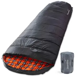 Skandika Vegas Flanell XXL Mumien-Schlafsack 220x110 cm schwarz links NEU