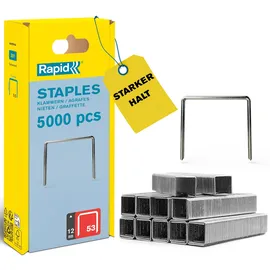 Rapid Tackerklammern Typ 53, 12 mm, Feindrahtklammern aus verzinktem Stahl, 5.000 Stück, für Holz, Stoffe und Textilien