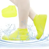 ACTOYS Silikon Regenüberschuhe, 1 Paar Wasserdichte Überschuhe mit Antirutschsohle, Regen Schuhüberzieher, Wasserdichte Schuhüberzieher Silikon für Regen, Schneetag, Schlammige Straßen (Gelb, M)