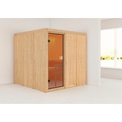 KARIBU Sauna ""Ouno" mit bronzierter Tür naturbelassen" Saunen beige (naturbelassen)