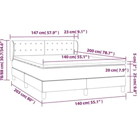 vidaXL Boxspringbett mit Matratze Dunkelbraun 140x200 cm Stoff