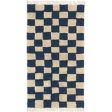 Ferm Living Mara Teppich waschbar, 90 x 150 cm, creme-blau