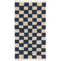 Ferm Living Mara Teppich waschbar, 90 x 150 cm, creme-blau