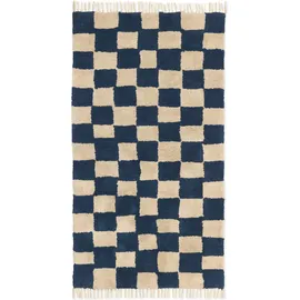 Ferm Living Mara Teppich waschbar, 90 x 150 cm, creme-blau