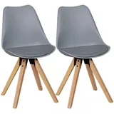 KADIMA DESIGN Esszimmerstuhl, Grau, Echtholz, Stativgestell, 49x87x52 cm, Esszimmer, Stühle, Esszimmerstühle, Vierfußstühle