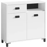 byLIVING Wellness weiß, Griffe aus Metall in schwarz/Badschrank mit Metallgriffen und viel Stauraum