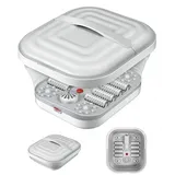 ibettertec Fußmassagegerät Vibrations- und Luftblasenmassage, Infrarot- und Heizfunktion, Fußbad, Intelligenter Thermostat, für Durchblutung, Muskelschmerzlinderung, 8 Massagerollen, Zusammenklappbar, mit Aromabox grau