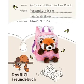 NICI Rucksack mit Plüschtier 21x26cm Roter Panda 25cm