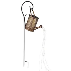 LED Solarleuchte, Gießkanne, gold, Erdspieß, H 85 cm