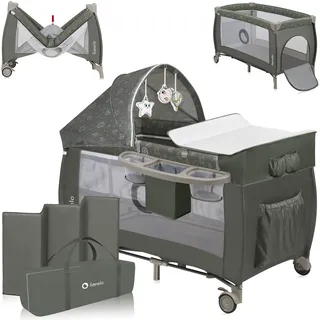 lionelo Sven Plus 4 in 1 Baby Bett Laufstall Baby ab Geburt bis 15 kg Wickelauflage Moskitonetz luftige Seitenwände mit Seiteneingang Tragetasche zusammenklappbar