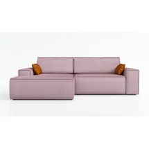mebloland Ecksofa TOR mit Schlaffunktion. Farbe: Lavender. - Rosa