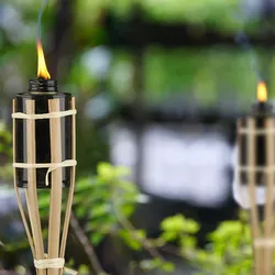 Relaxdays Relaxdays Gartenfackeln, 10er Set, Bambus, Ölfackeln für draußen, Outdoor Fackeln mit Ersatzdocht, Höhe: 50 cm, natur
