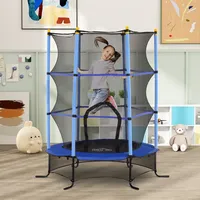 Homcom Kindertrampolin 163 x 163 cm inkl. Sicherheitsnetz Blau