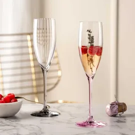 LEONARDO Sektglas Poesia Set, spülmaschinengeeignetes Champagnerglas, Höhe 25 cm, 250 ml, grau,