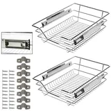 Jaxguom 6 x Teleskopschublade 40cm, Ausziehbare Schublade Küche, Auszüge für Küchenschränke Vollauszug, Metall Schrankauszug Belastbar, Auszug Küchenschrank, Haushalt Küchenregal Küchenschublade