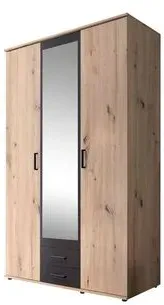 Funktions-Kleiderschrank Ponce Eiche H:196cm/B:120cm/T:54cm modern, mit Spiegel und Schubkasten