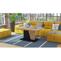 Mazzoni Couchtisch Grand Noir Eiche Gold / Schwarz höhenverstellbar ausziehbar 120-180cm beige|schwarz