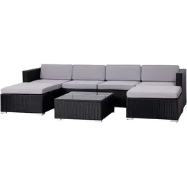 Svita LUGANO Polyrattan Lounge Gartenmöbel Set Gartenlounge Gartensofa Schwarz