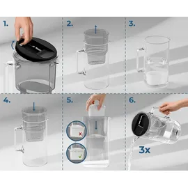 Wessper Wasserfilterkanne Glas schwarz 3L