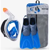 Schnorchel-Set Erwachsene mit Maske und Flossen - Easybreath 500 blau 44