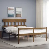 The Living Store Seniorenbett mit Kopfteil Honigbraun Kingsize Massivholz - Braun
