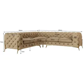 S-Style Chesterfield Ecksofa Natalie ¦ beige ¦ Maße (cm): B: 264 H: 75